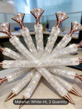 Sparkling Silver Crystal Pen with Rose Gold Tip